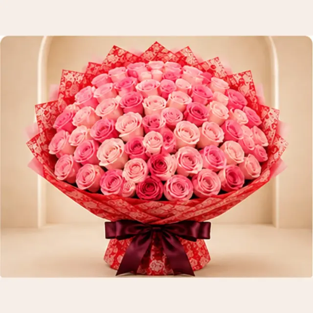 Blush Lace Romance Luxury Pink Ramo Buchón – 100, 150 or 200 Roses