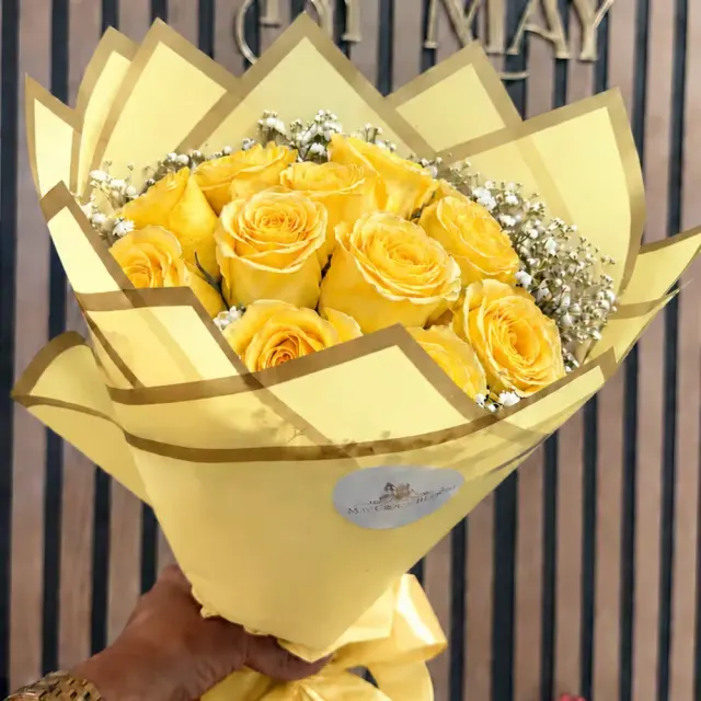 12 wrap Yellow Roses