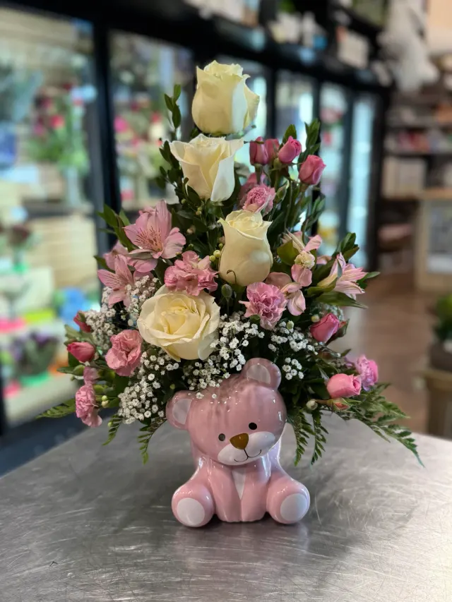 Pink Bear Bouquet Baby Girl