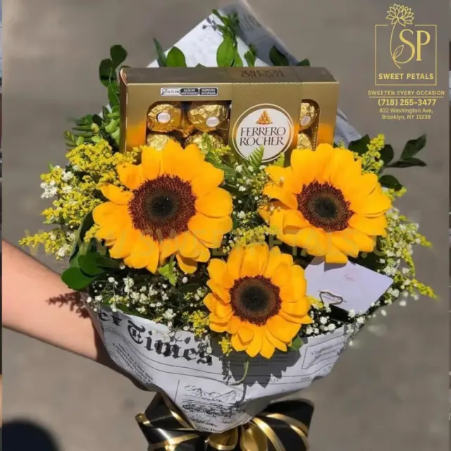 Sunshine & Chocolates Sunflower Bouquet by SweetPetals