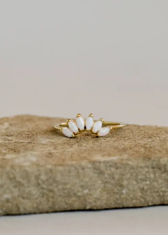 White Opal Crown Ring: Size 8 by JaxKelly