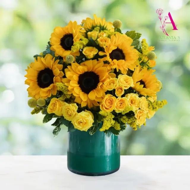 Sunflower & Roses Bouquet by Atlanta's Finest Flowers