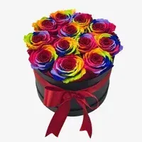 Deluxe Gift Box: 12 Rainbow Preserved Roses in a Luxury Box