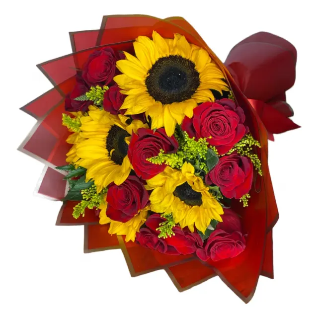 Red Roses w/ Sunflowers-Buchón Style