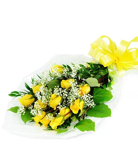 Perfect Wrapped Long-Stemmed Yellow Roses