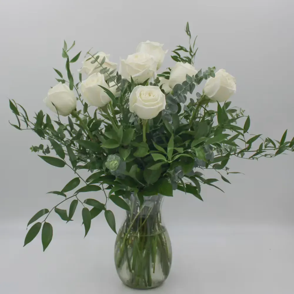 One Dozen White Roses