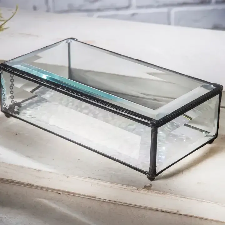 Clear Beveled Glass Decorative Keepsake Box