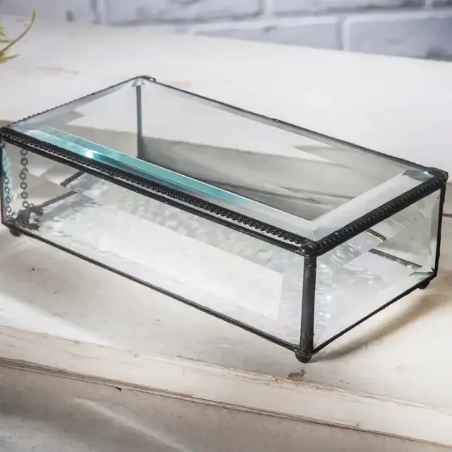 Clear Beveled Glass Decorative Keepsake Box