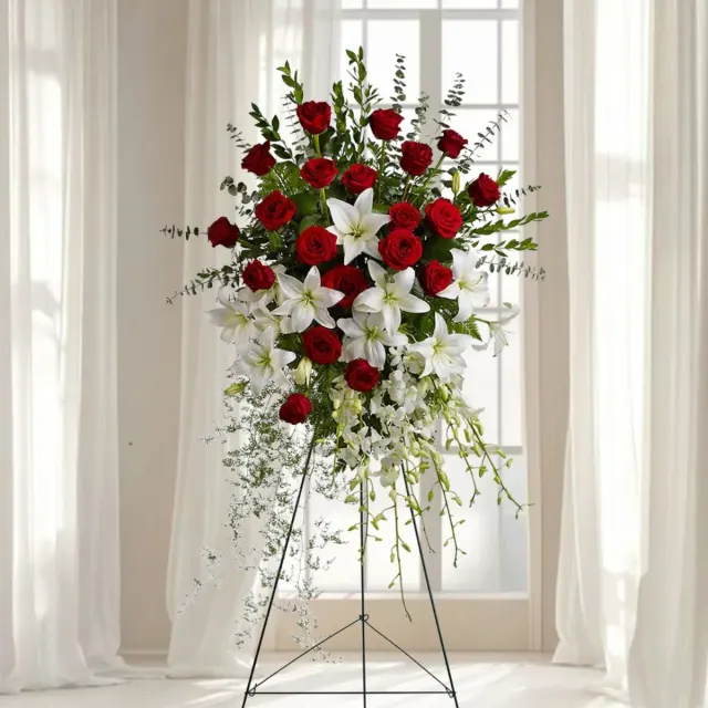 Lily and Rose Tribute Standing Spray