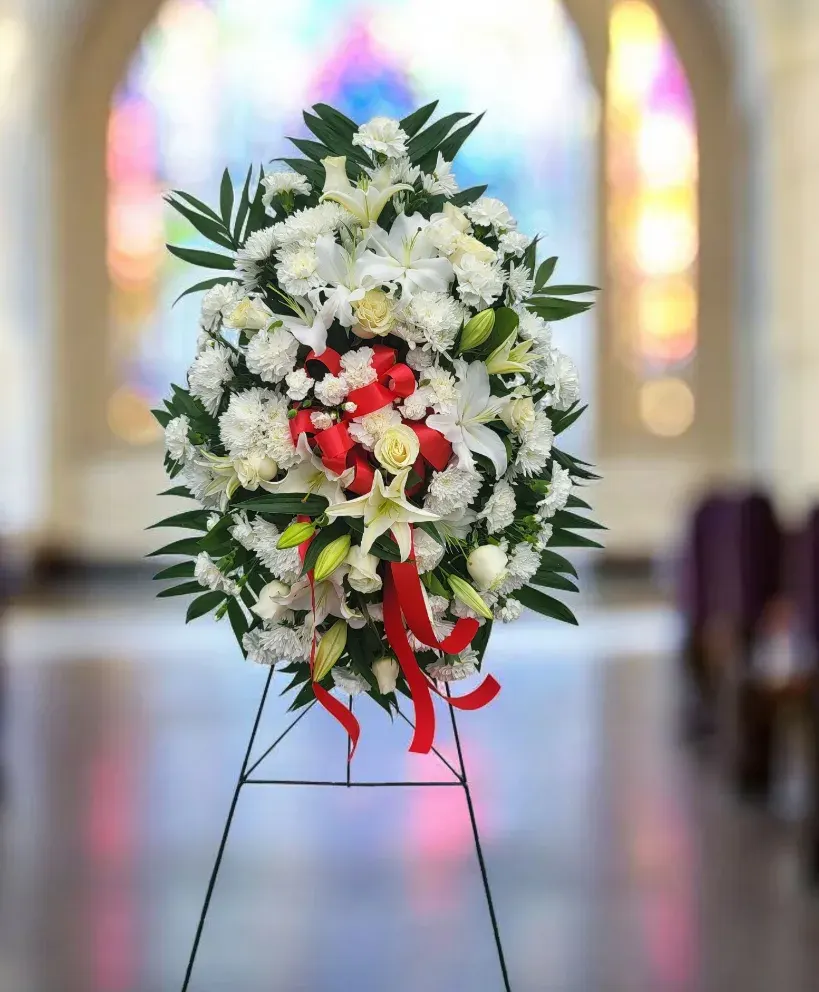 White and Crimson Standing Spray Fs-984
