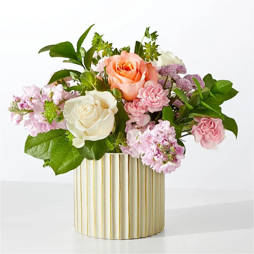 French Market Bouquet with Ivory Vase