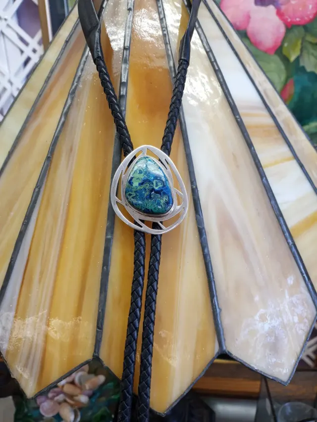 Bolo ~ Azurite, Sterling Silver