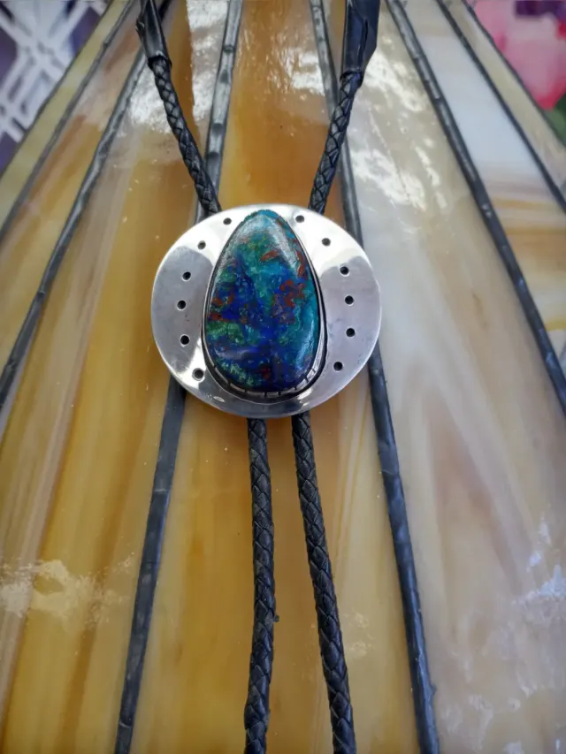 Bolo~ Sterling Silver and Azurite