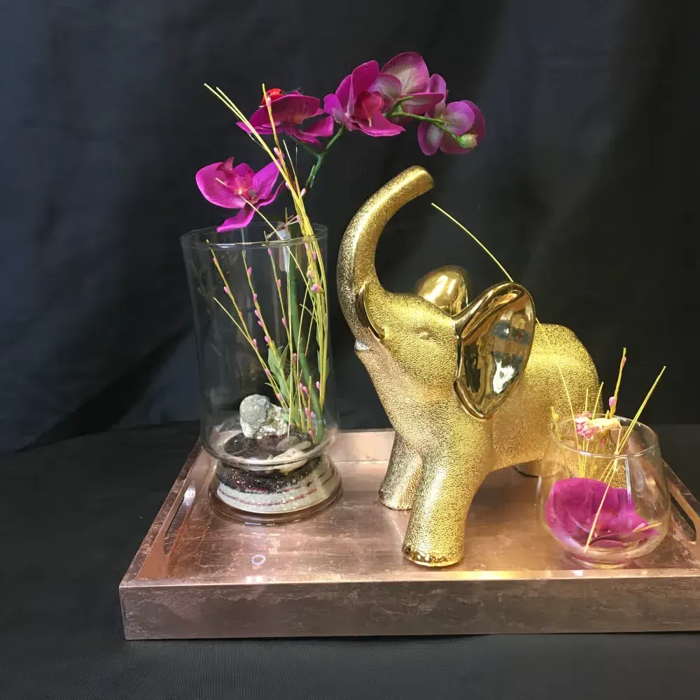 Golden Elephant w Flowers