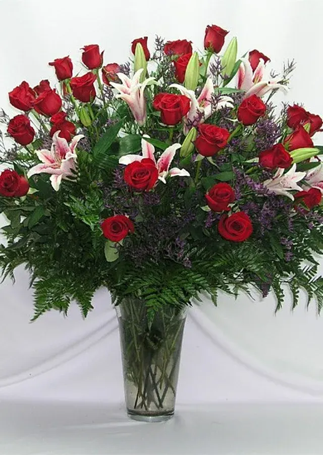 4 Dozen Roses + Lilies