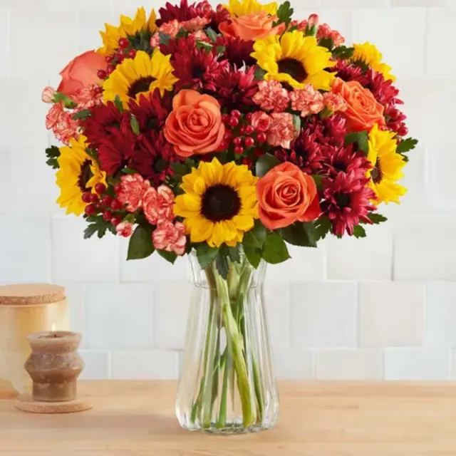 Sunflowers, roses