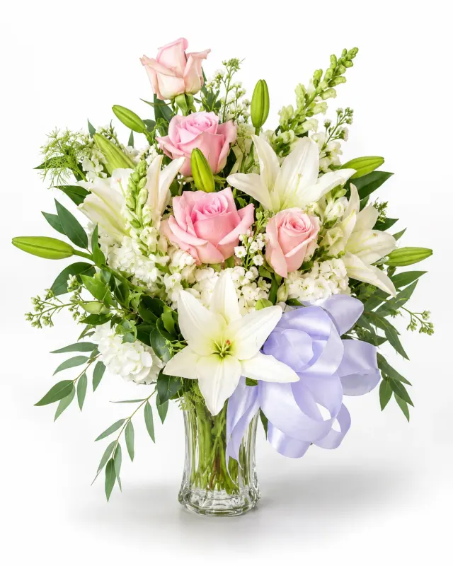 White Lily Tribute Vase