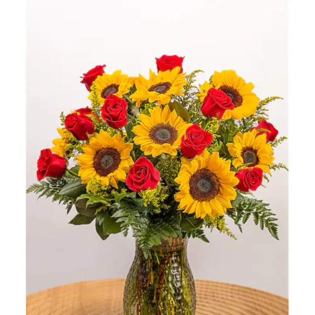 Sunflowers And Roses
