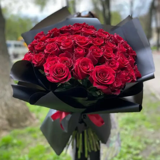 50 Red Roses in a Bouquet