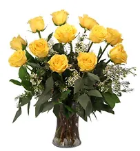 Dozen Yellow Roses Arranged