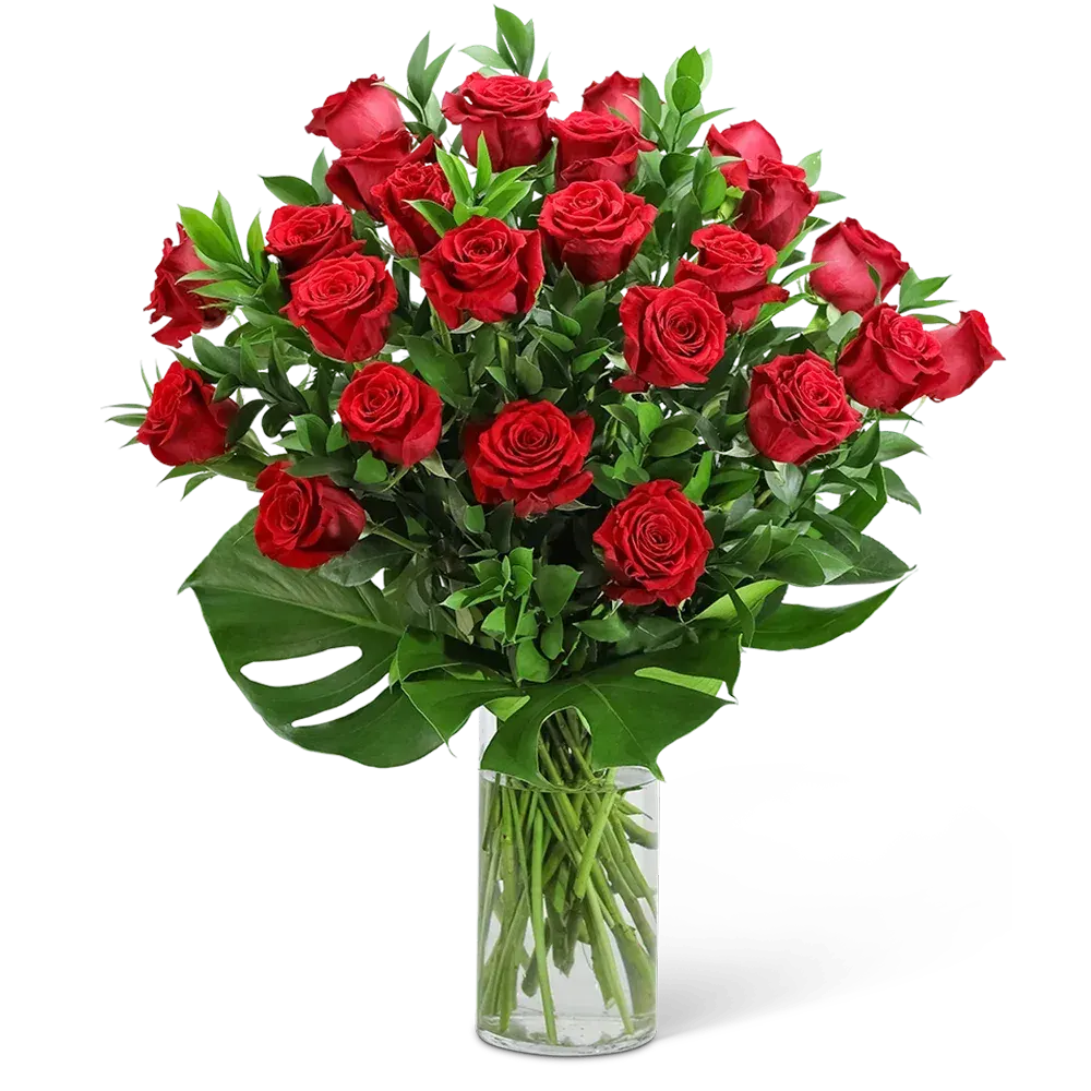 Red Roses with Modern Foliage (24)