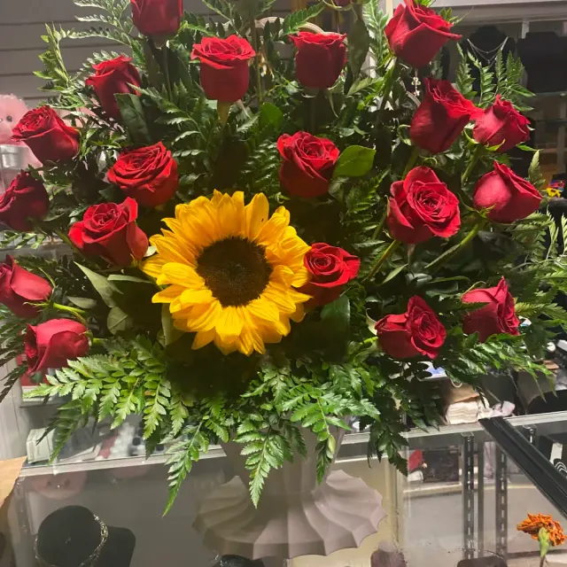 Roses and sunflower