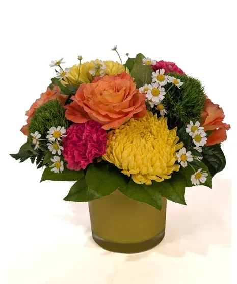 Lola Vibrant Flowers in a Yellow Vase