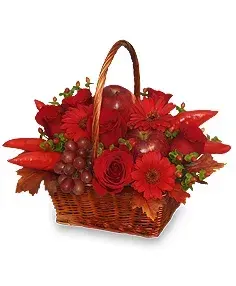 ROJO CALIENTE Canasta Floral