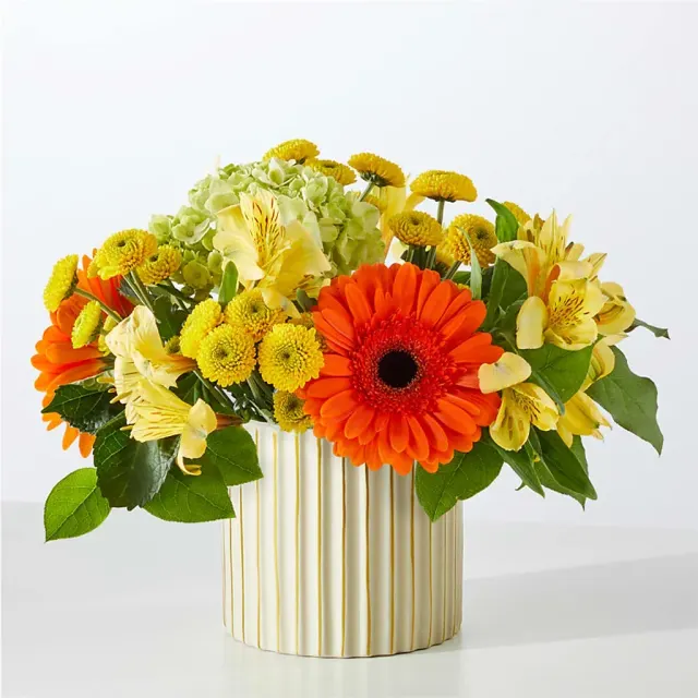 Autumn Sunshine Bouquet with Ivory Vase