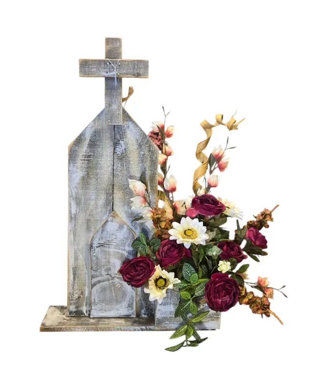 Exl Wooden Church With Flower Box