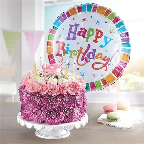 Birthday Wishes Flower Cake Pastel