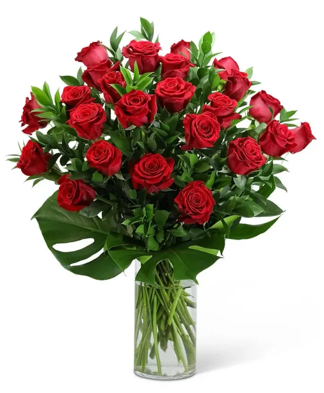 Red Roses With Modern Foliage (24)