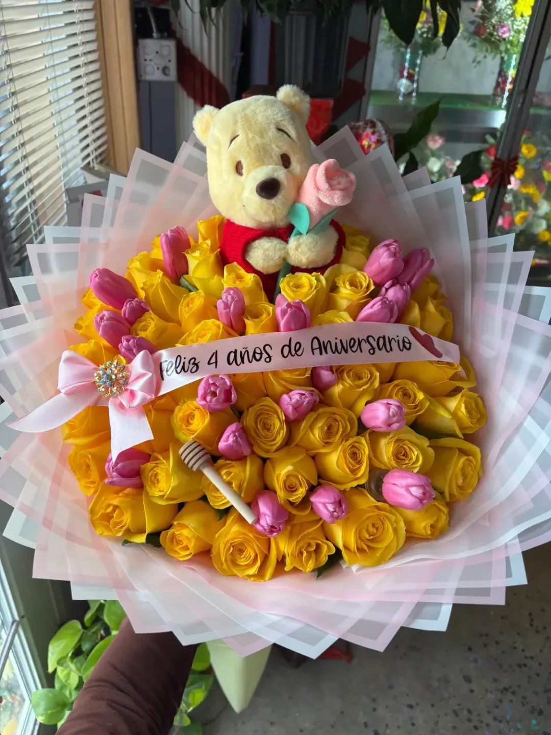 50 Honey Yellow Roses and 20 Tulips