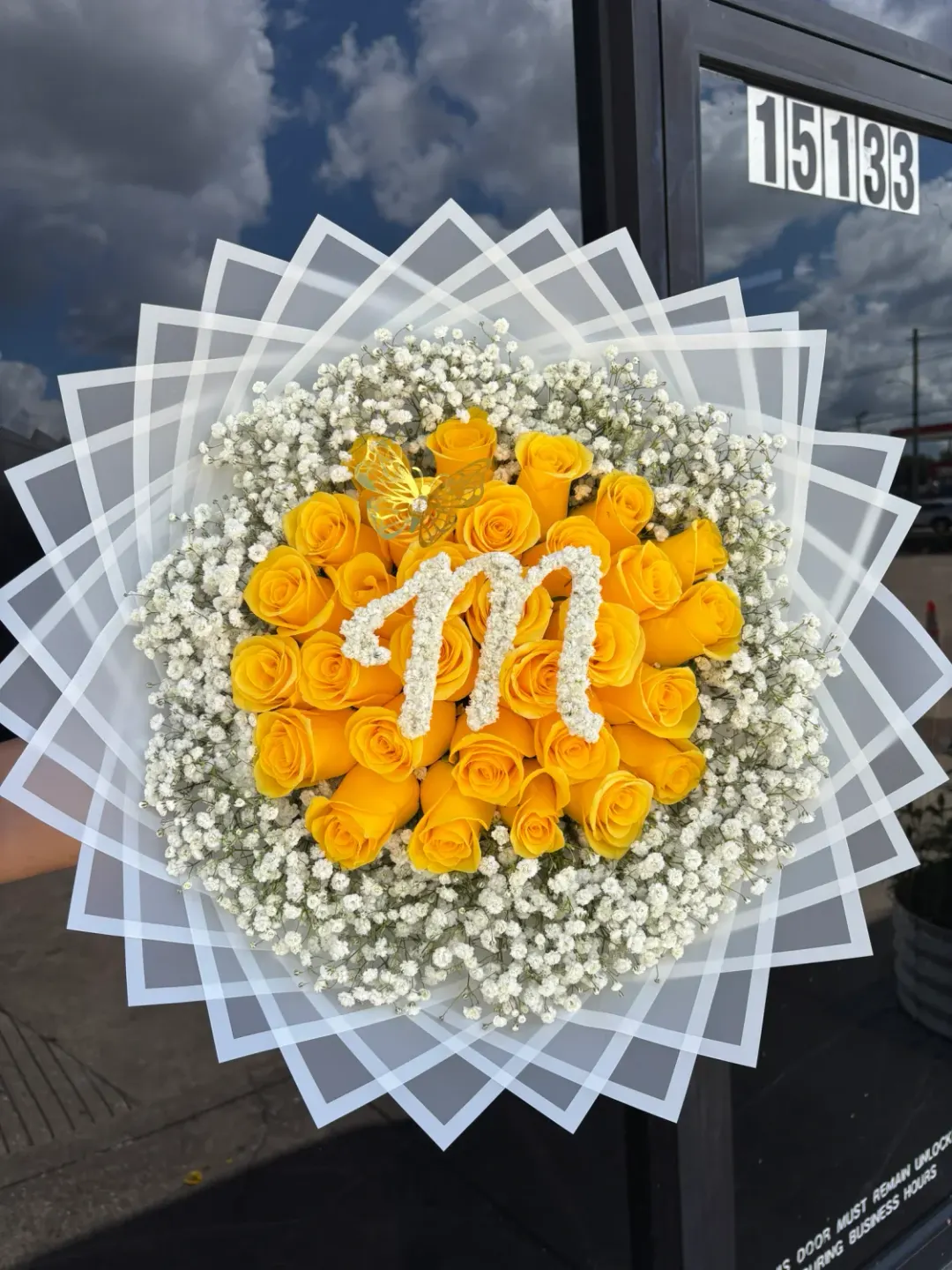 24 Yellow Roses with My Love's Initial