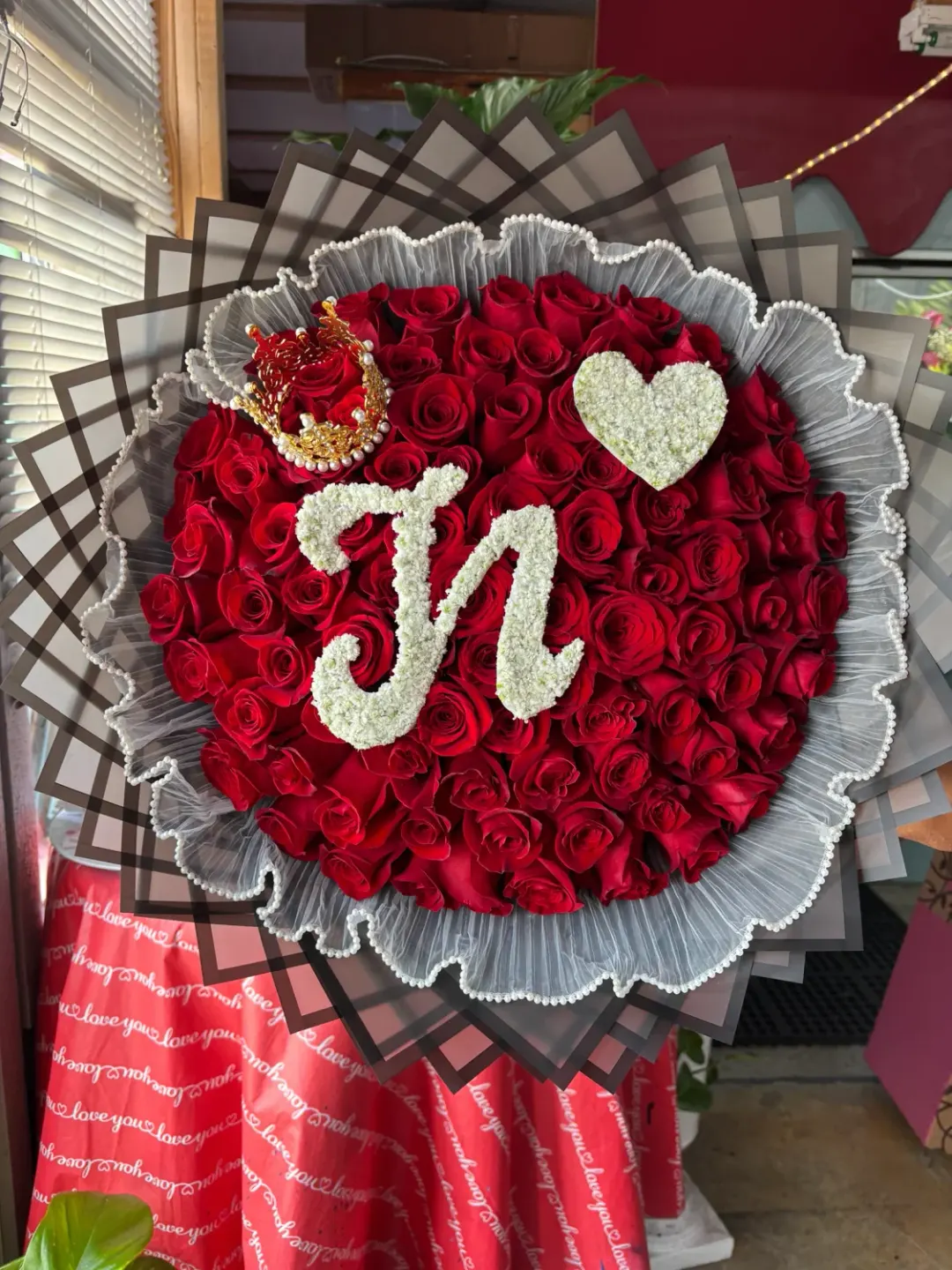 75 Red Ecuadorian Roses and an Initial