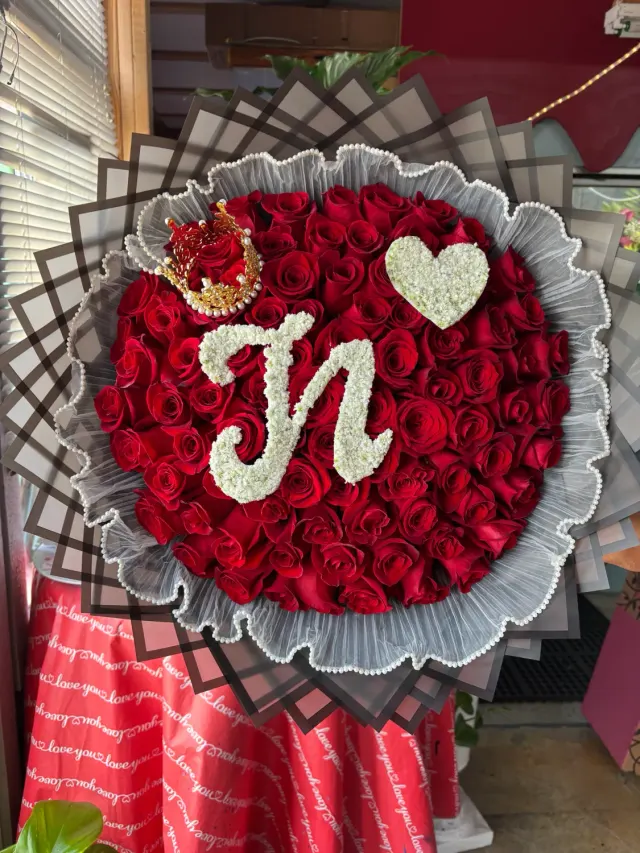 75 Red Ecuadorian Roses and an Initial
