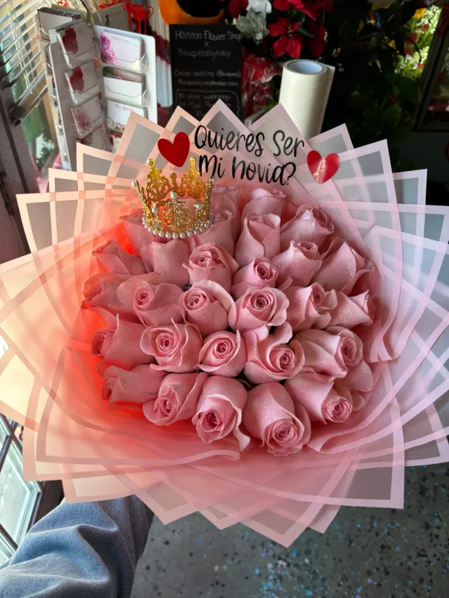 24 Pink Roses with Glitter